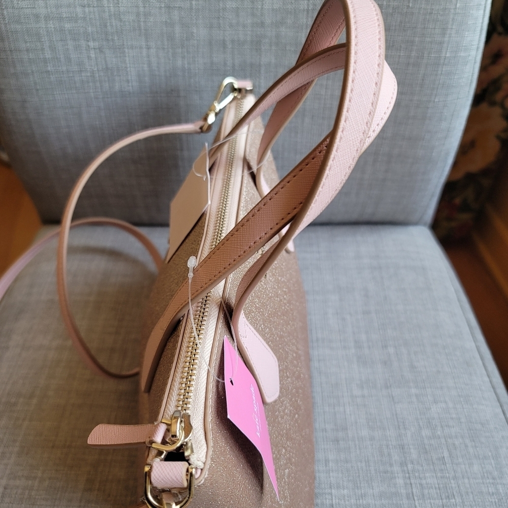 Kate Spade Bag Joeley Small Satchel Pink Glitter Rose Gold - Picture 6 of 11